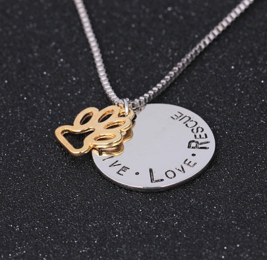 Fashion love pet round dog paw tag short necklace