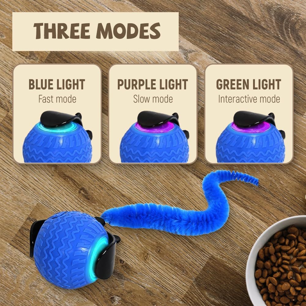 Interactive Cat Ball Toy, 2025 New Cat Ball Toys With Cord Mouse, Smart Self Rolling Cat Toys For Bored Indoor Cats, Automatic Moving Peppy Pet Ball