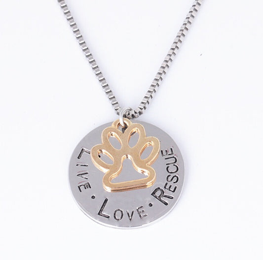 Fashion love pet round dog paw tag short necklace