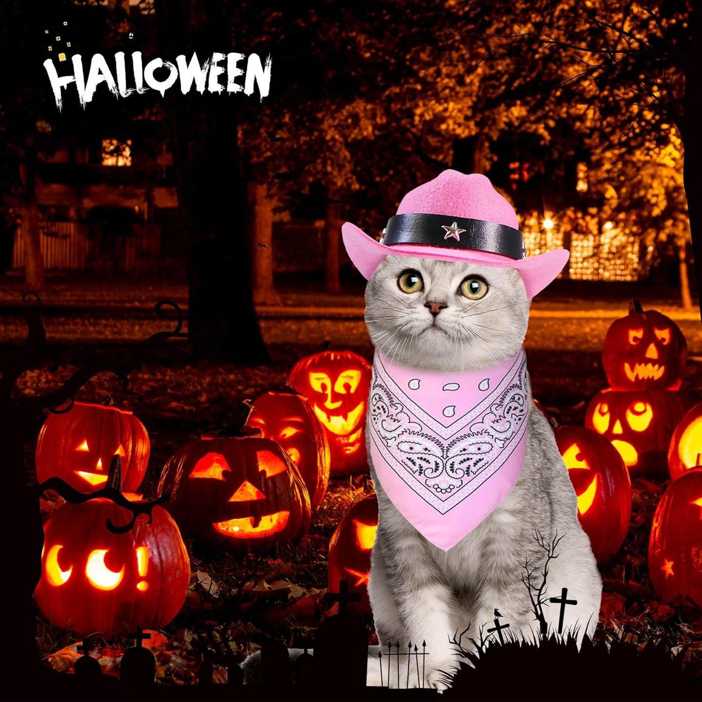 Cat Cowboy Costume Cat Cowboy Hat And Bandana Set
